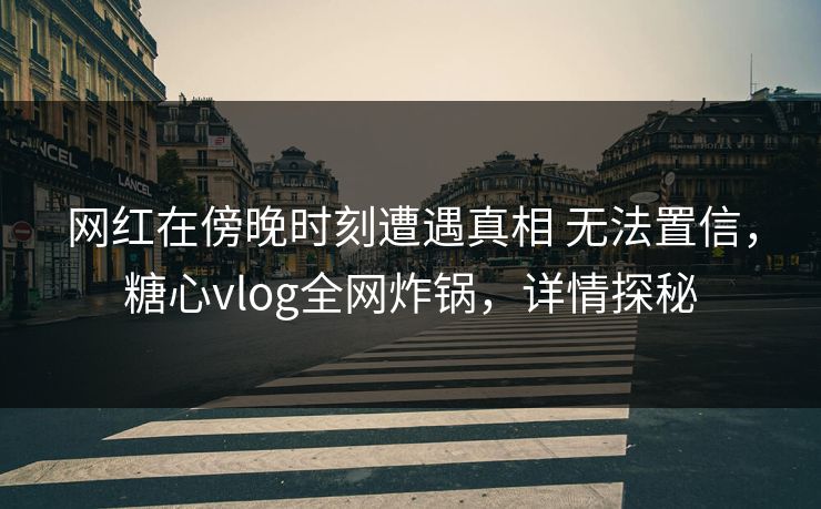 网红在傍晚时刻遭遇真相 无法置信，糖心vlog全网炸锅，详情探秘