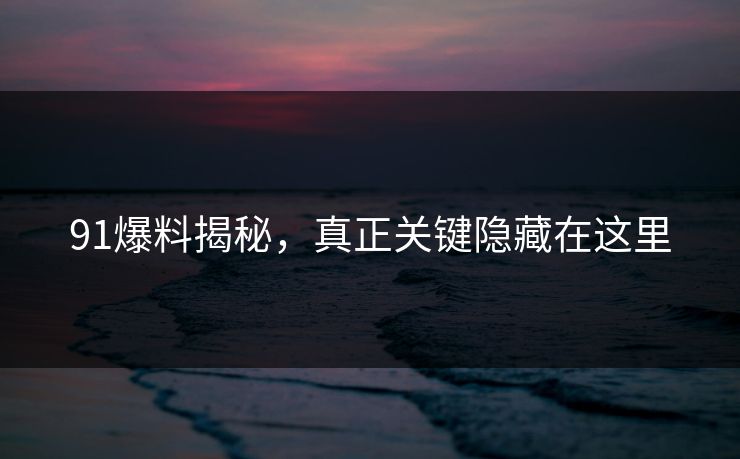 91爆料揭秘，真正关键隐藏在这里